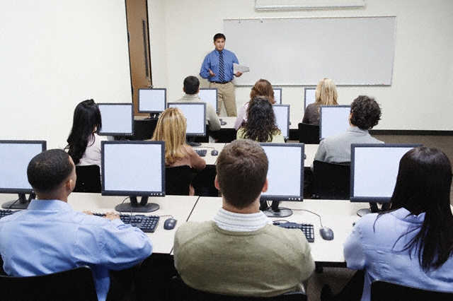 Professional taking online course
